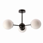 Lampa sufitowa wisząca czarna klosze białe kule 3xE14 40W CALARI