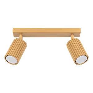 Złota lampa sufitowa ryflowana 2xGU10, plafon KARBON 2 spot 
