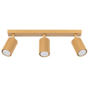 Złota lampa sufitowa ryflowana 3xGU10, plafon KARBON 3L spot 