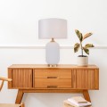 LAMPAMI - lampa stojąca biała ze złotym, lampa do sypialni, ekskluzywna lampa stojąca nowoczesna Tamiza