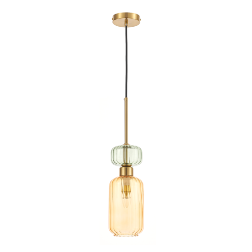 LAMPAMI - lampa wisząca ryflowana, lampa wisząca nad stół, lampa do sypialni wisząca, nowoczesna lampa do salonu MOLLY AMBER