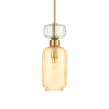 LAMPAMI - lampa wisząca ryflowana, lampa wisząca nad stół, lampa do sypialni wisząca, nowoczesna lampa do salonu MOLLY AMBER
