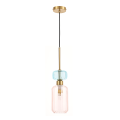 LAMPAMI - lampa wisząca ryflowana, lampa wisząca nad stół, lampa do sypialni wisząca, nowoczesna lampa do salonu MOLLY AMBER