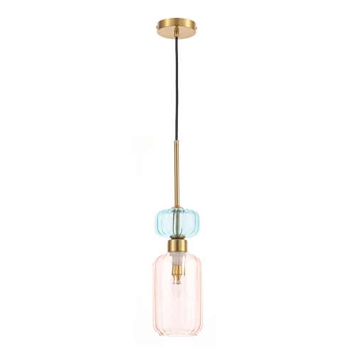 LAMPAMI - lampa wisząca ryflowana, lampa wisząca nad stół, lampa do sypialni wisząca, nowoczesna lampa do salonu MOLLY AMBER