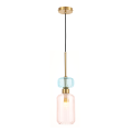 LAMPAMI - lampa wisząca ryflowana, lampa wisząca nad stół, lampa do sypialni wisząca, nowoczesna lampa do salonu MOLLY AMBER