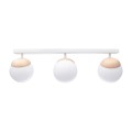LAMPAMI - lampa sufitowa do salonu klosze białe kule, lampa sufitowa z drewnem do salonu, lampa nad stół, lampa szklane kule SFERA WOOD
