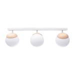 Lampa sufitowa listwa klosze białe kule z drewnem 3xE14 SFERA WOOD