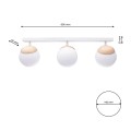 LAMPAMI - lampa sufitowa do salonu klosze białe kule, lampa sufitowa z drewnem do salonu, lampa nad stół, lampa szklane kule SFERA WOOD
