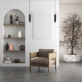 LAMPAMI - lampa tuba sufitowa wisząca pojedyncza, czarna lampa wisząca nowoczesna, czarna lampa wisząca do sypialni VERTICAL BLACK