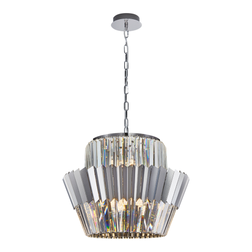 LAMPAMI - żyrandol do salonu, srebrny żyrandol chrom, żyrandol kryształowy DONNA CHROME