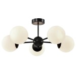 Lampa sufitowa wisząca czarna klosze białe kule 5xE14 40W CALARI