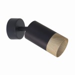 Czarny kinkiet regulowany z drewnem 1xGU10 CONTI