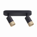 Lampa sufitowa czarna regulowana z drewnem 2xGU10 CONTI