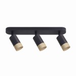 Lampa przysufitowa listwa czarna regulowana z drewnem 3xGU10 CONTI 