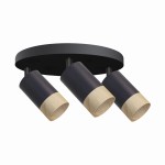 Lampa przysufitowa czarna regulowana z drewnem 3xGU10 CONTI 