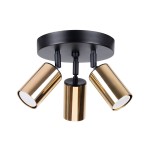 Lampa przysufitowa czarna ze złotym 3xGU10 plafon WINX 3P