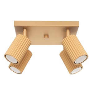 Lampa sufitowa złota ryflowana 4xGU10 plafon KARBON 4 spot 