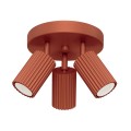 LAMPAMI - ryflowana lampa sufitowa, lampa przysufitowa spot, lampa sufitowa do salonu KARBON 3P ochra czerwona