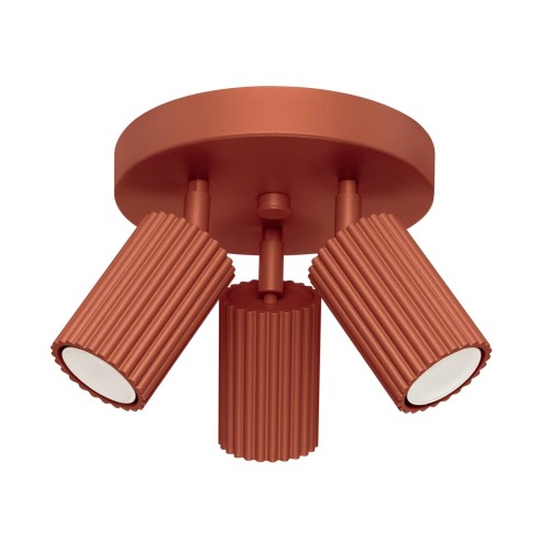 LAMPAMI - ryflowana lampa sufitowa, lampa przysufitowa spot, lampa sufitowa do salonu KARBON 3P ochra czerwona