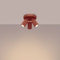 LAMPAMI - ryflowana lampa sufitowa, lampa przysufitowa spot, lampa sufitowa do salonu KARBON 3P ochra czerwona