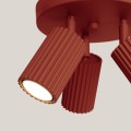 LAMPAMI - ryflowana lampa sufitowa, lampa przysufitowa spot, lampa sufitowa do salonu KARBON 3P ochra czerwona