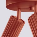 LAMPAMI - ryflowana lampa sufitowa, lampa przysufitowa spot, lampa sufitowa do salonu KARBON 3P ochra czerwona