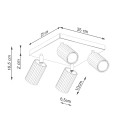 LAMPAMI - lampa sufitowa plafon KARBON 4 ochra czerwona szkic