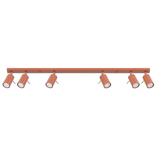 LAMPAMI - lampa listwa sufitowa, lampa przysufitowa, lampa sufitowa do salonu plafon RING 6L ochra czerwona