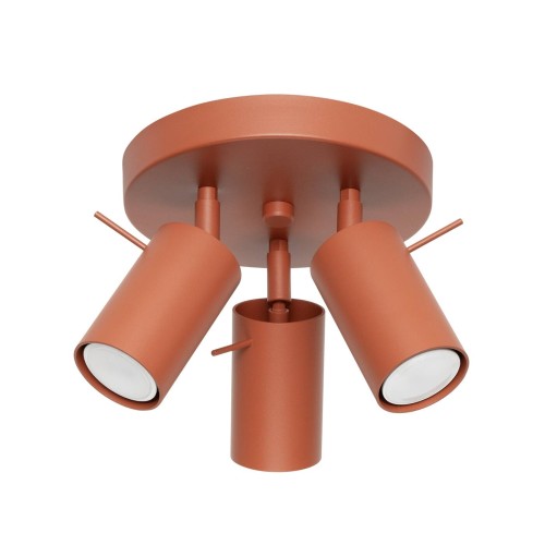 LAMPAMI - lampa sufitowa potrójna, lampa przysufitowa spot, lampa sufitowa do salonu potrójna, plafon RING 3P ochra czerwona