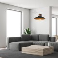 LAMPAMI - lampa glamour, lampa industrialna, lampa nowoczesna wisząca czarna ze złotym  FELIX