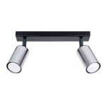Lampa sufitowa podwójna czarna z chromem listwa 2xGU10 plafon WINX 2