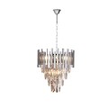 LAMPAMI - ekskluzywna lampa wisząca, żyrandol do salonu, żyrandol nowoczesny, srebrny żyrandol kryształowy ASPEN II CHROME