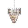 LAMPAMI - ekskluzywna lampa wisząca, żyrandol do salonu, żyrandol nowoczesny, srebrny żyrandol kryształowy ASPEN II CHROME