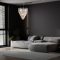 LAMPAMI - ekskluzywna lampa wisząca, żyrandol do salonu, żyrandol nowoczesny, srebrny żyrandol kryształowy ASPEN II CHROME