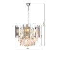 LAMPAMI - ekskluzywna lampa wisząca, żyrandol do salonu, żyrandol nowoczesny, srebrny żyrandol kryształowy ASPEN CHROME