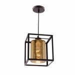 Lampa nad stół do jadalni wisząca czarna ze złotym 1xE27 40W LURI