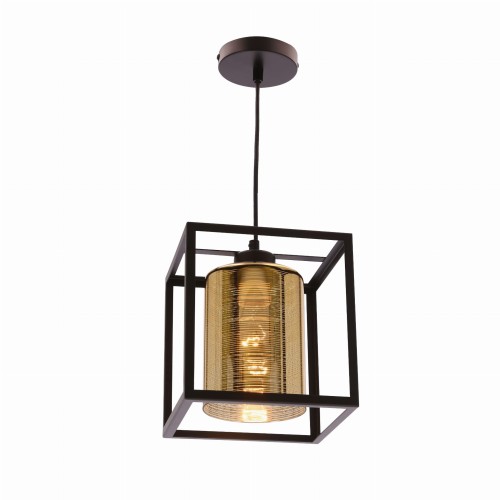LAMPAMI - lampa nad stół do jadalni, lampa wisząca czarna ze złotymi kloszami, nowoczesna lampa sufitowa do salonu, lampa loftowa LURI
