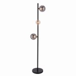 Czarna lampa podłogowa klosze szklane kule 3xG9 28W KAMA 