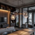 LAMPAMI - lampa do salonu, klosze szklane kule, lampa wisząca czarna, lampa do jadalni KAMA