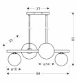 LAMPAMI - lampa do salonu klosze szklane kule KAMA szkic