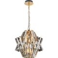LAMPAMI - lampa złota wisząca, lampa do salonu, złota lampa sufitowa, żyrandol kryształowy - Żyrandol CROWN GOLD 4xE14