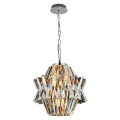 LAMPAMI - ekskluzywna lampa wisząca, lampa do salonu, srebrna lampa sufitowa, żyrandol kryształowy - Żyrandol CROWN CHROME 4xE14
