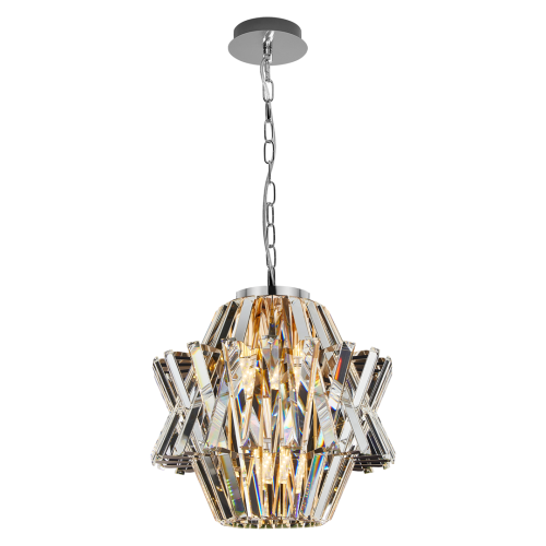 LAMPAMI - ekskluzywna lampa wisząca, lampa do salonu, srebrna lampa sufitowa, żyrandol kryształowy - Żyrandol CROWN CHROME 4xE14