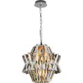 LAMPAMI - ekskluzywna lampa wisząca, lampa do salonu, srebrna lampa sufitowa, żyrandol kryształowy - Żyrandol CROWN CHROME 4xE14