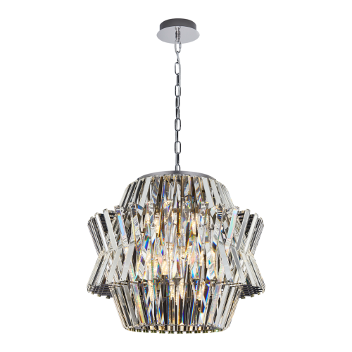 LAMPAMI - lampa do salonu, lampa sufitowa chromowa, żyrandol kryształowy, żyrandol nowoczesny - Żyrandol CROWN CHROME 12xE14