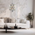 LAMPAMI - srebrna lampa wisząca, ekskluzywna lampa do salonu, żyrandol do salonu, żyrandol do jadalni, żyrandol kryształowy - Żyrandol AURELIA CHROME 8xE14