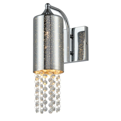 LAMPAMI - kinkiet kryształowy, lampa glamour, srebrna lampa ścienna, kinkiet kryształowy - MOONLIGHT 1xE14