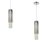 Srebrna lampa glamour wisząca z kryształkami 1xE14 chrom MOONLIGHT