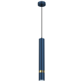 LAMPAMI - lampa tuba sufitowa wisząca pojedyncza, niebieska lampa wisząca nowoczesna, niebieska lampa wisząca do sypialni, lampa nad wyspę JOKER NAVY BLUE/GOLD