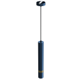 LAMPAMI - lampa tuba sufitowa wisząca pojedyncza, niebieska lampa wisząca nowoczesna, niebieska lampa wisząca do sypialni, lampa nad wyspę JOKER NAVY BLUE/GOLD